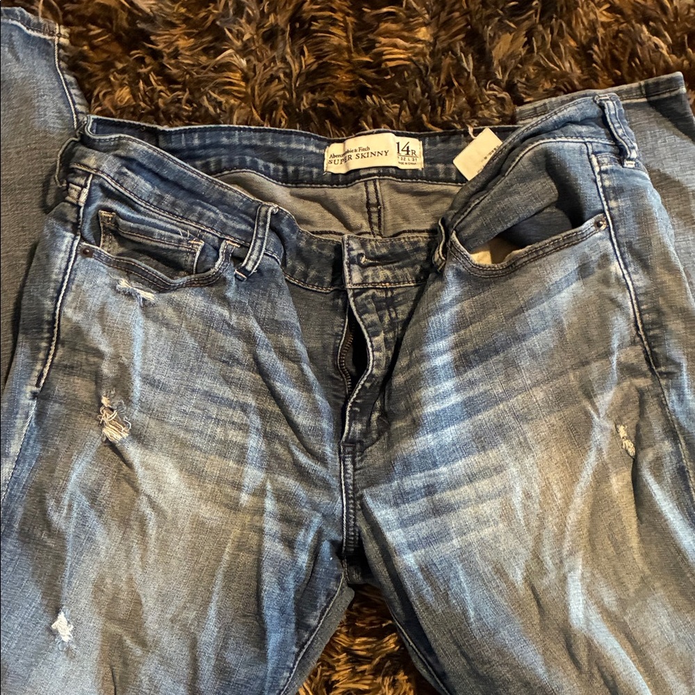 Abercrombie & Fitch Light Blue Distressed Skinny Jeans